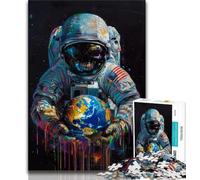 Puzzle 1000 pièces pour Adultes et Adolescents, Peinture à l'huile d'astronaute Squelette, Jeux éducatifs, décoration d'intérieur, idéal comme Cadeau pour Toute la Famille, 38x52cm