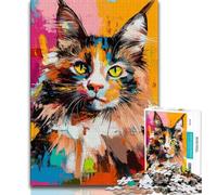 Puzzle 1000 pièces pour Adultes et Adolescents,Peinture à l'huile de Chat Maine Coon,1000 pièces pour Adolescents,Jeux d'activités familiales stimulants,Jouet à Faire soi-même pour décoration Murale