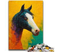 Puzzle 1000 pièces pour Adultes et Adolescents Peinture à l'huile de Cheval Aide Le Cerveau à exercer Jouets addictifs pour cultiver la Patience Convient aux Couples 50x75cm