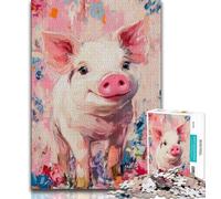 Puzzle 1000 pièces pour Adultes et Adolescents Peinture à l'huile de Cochon Jouets éducatifs pour Adolescents Jeux familiaux Cadeaux d'anniversaire Uniques 75x50cm