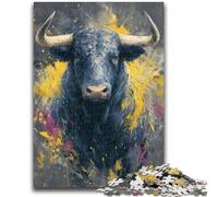 Puzzle 1000 pièces pour Adultes et Adolescents Peinture à l'huile de Taureau Jeu Stimulant et Jeu en Famille Une œuvre d'art pour Les 14 Ans 26x38cm