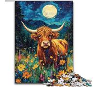 Puzzle 1000 pièces pour Adultes et Adolescents, Peinture à l'huile de Vache des Highlands, activité familiale, décoration d'intérieur Unique et Cadeaux pour Les 14 Ans et Plus (Taille 50x75cm)