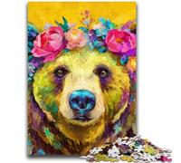 Puzzle 1000 pièces pour Adultes et Adolescents, Peinture à l'huile d'ours Brun, Jouet éducatif Anti-Stress, Cadeaux du Père Noël Secret pour Les 14 Ans, 50x75cm
