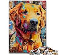 Puzzle 1000 pièces pour Adultes et Adolescents, Peinture à l'huile Golden Retriever, idéal pour Les soirées Jeux, Jouet coloré pour la Maison (75x50cm)