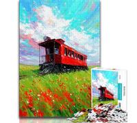 Puzzle 1000 pièces pour Adultes et Adolescents, Peinture à l'huile sur Train, Jeu éducatif Familial, Cadeaux d'anniversaire Uniques pour Les Enfants de 14 Ans et Plus, 38x26cm