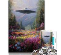 Puzzle 1000 pièces pour Adultes et Adolescents, Peinture à l'huile sur Un Vaisseau Spatial Extraterrestre, Jouet éducatif et décompressant, idéal comme Cadeau pour Toute la Famille 75x50cm