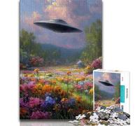 Puzzle 1000 pièces pour Adultes et Adolescents Peinture à l'huile sur Un Vaisseau Spatial Extraterrestre Puzzle 1000 pièces Relax Games idéal comme Cadeau pour Toute la Famille (26x38cm)