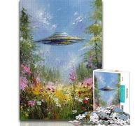 Puzzle 1000 pièces pour Adultes et Adolescents Peinture à l'huile sur Un Vaisseau Spatial Extraterrestre Cadeau d'anniversaire décoration Murale pour Les 14 Ans et Plus 26x38cm