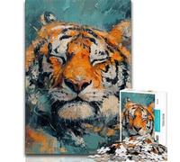 Puzzle 1000 pièces pour Adultes et Adolescents Peinture à l'huile Tigre Puzzle 1000 pièces Relax Games est Un pour Toute la Famille 75x50cm