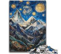 Puzzle 1000 pièces pour Adultes et Adolescents Peinture de Montagne par Van Gogh Jeux Amusants en Famille Cadeaux pour Amis et Famille à partir de 14 Ans 26x38cm