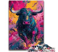 Puzzle 1000 pièces pour Adultes et Adolescents Peinture de Taureau Jeu Stimulant et Jeu en Famille Une œuvre d'art pour Les 14 Ans 50x75cm