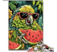 Puzzle 1000 pièces pour Adultes et Adolescents Perroquet Mangeant de la pastèque, Jouet éducatif et décompressant, Cadeau d'anniversaire, décoration Murale (Taille 50x75cm)