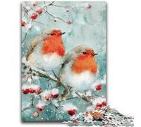 Puzzle 1000 pièces pour Adultes et Adolescents, Petits Rouges-Gorges, Jouets de Divertissement Familial avec Affiche et fiche de Questions-réponses Assorties (26x38cm)