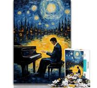 Puzzle 1000 pièces pour Adultes et Adolescents Piano sous Le Ciel Nocturne, Difficile à compléter mais Amusant et Humoristique, Cadeau d'anniversaire et Cadeau Unique 50x75cm