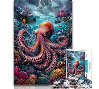 Puzzle 1000 pièces pour Adultes et Adolescents Pieuvre dans l'océan Puzzles pour Adultes, Relax Games est Un pour Toute la Famille (Taille 38x26cm)