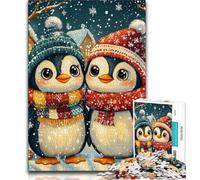 Puzzle 1000 pièces pour Adultes et Adolescents Pingouin de Noël, Jeux éducatifs pour la Famille, décoration d'intérieur, Cadeau (Taille 75x50cm)