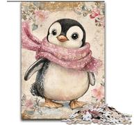 Puzzle 1000 pièces pour Adultes et Adolescents Pingouin Portant Un Foulard, Jouets éducatifs, Jeux Anti-Stress, renforce l'amour Entre Couples (Taille 26x38cm)