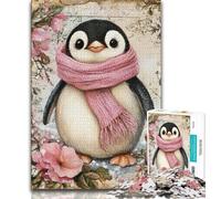 Puzzle 1000 pièces pour Adultes et Adolescents Pingouin Portant Une écharpe, Aide Le Cerveau à exercer des Jouets addictifs pour cultiver la Patience Décoration Parfaite 38x52cm