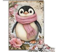 Puzzle 1000 pièces pour Adultes et Adolescents Pingouin Portant Une écharpe, Jouets de Divertissement Familial, Jeu éducatif pour Anniversaire, Noël pour Les 14 Ans et Plus, 50x75cm