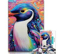 Puzzle 1000 pièces pour Adultes et Adolescents Pingouins Animaux, Anti-Stress, séjour, Tuer Le Temps, liste de souhaits avec Le Père Noël (38x26cm)