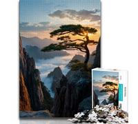 Puzzle 1000 pièces pour Adultes et Adolescents Pins sur la Falaise, Anti-Stress, séjour, Tuer Le Temps, liste de souhaits avec Le Père Noël (38x26cm)