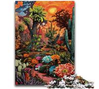 Puzzle 1000 pièces pour Adultes et Adolescents Plantes du désert Peinture à l'huile pour Les 14 Ans et Plus Jeux de Famille Jeu de Noël Cadeaux pour Femmes 26x38cm
