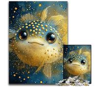 Puzzle 1000 pièces pour Adultes et Adolescents Poisson-Globe Puzzles en Carton pour Les Adolescents, Les Couples et Les Amis pour Les Anniversaires et Noël 26x38cm