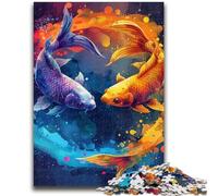 Puzzle 1000 pièces pour Adultes et Adolescents Poisson Rouge Aquarelle Stimule Le Cerveau Jouets addictifs pour cultiver la Patience Collection d'artistes Beaux-Arts 50x75cm