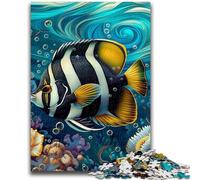 Puzzle 1000 pièces pour Adultes et Adolescents, Poissons sous-Marins, Anti-Stress, Vacances à la Maison, Tue Le Temps, avec Affiche et fiche de Questions Assorties, 26x38cm