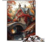 Puzzle 1000 pièces pour Adultes et Adolescents Pont d'automne, Jeu Familial Anti-Stress, défi Difficile, renforce l'amour Entre Couples (Taille 26x38cm)