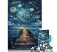Puzzle 1000 pièces pour Adultes et Adolescents Pont sous Le Ciel Nocturne Puzzle Adulte, liste de souhaits avec Père Noël pour et 14 Ans (Taille 75x50cm)