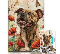 Puzzle 1000 pièces pour Adultes et Adolescents Poppy Bull Terrier 1000 pièces pour Adultes, Jeux éducatifs, décoration d'intérieur, Convient pour la décoration de Bureau (Taille 38x26cm)