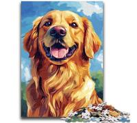 Puzzle 1000 pièces pour Adultes et Adolescents Portrait de Golden Retriever Puzzle 1000 pièces Jeu Stimulant, idéal comme Cadeau pour Toute la Famille (75x50cm)