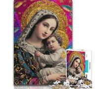 Puzzle 1000 pièces pour Adultes et Adolescents Portrait de Marie la Mère, Jeu éducatif Familial, idéal pour la décoration de Bureau (Taille 75x50cm)