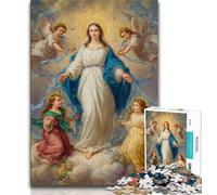 Puzzle 1000 pièces pour Adultes et Adolescents, Portrait de Marie la Mère, Jouet Anti-Stress pour Passer Le Temps à la Maison (Taille 38x26cm)