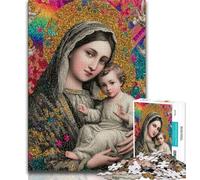 Puzzle 1000 pièces pour Adultes et Adolescents Portrait de Marie la Mère Puzzles pour Adolescents, Jeux éducatifs Décoration d'intérieur Convient pour la décoration de Bureau (Taille 75x50cm)