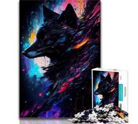 Puzzle 1000 pièces pour Adultes et Adolescents Portrait de Renard Noir Jeux éducatifs pour la Famille décoration d'intérieur Cadeau 38x26cm