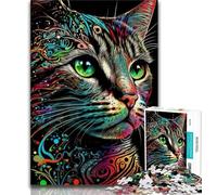 Puzzle 1000 pièces pour Adultes et Adolescents Portrait d'un Beau Chat Puzzle 1000 pièces Anti-Stress défi Difficile Cadeaux du Père Noël Secret 38x26cm