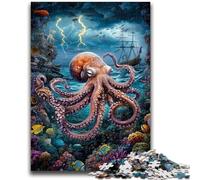 Puzzle 1000 pièces pour Adultes et Adolescents Poulpe dans l'océan Soulagement du Stress Défi Difficile Chaque pièce est Unique - Jeu Familial Amusant et Stimulant 38x26cm