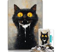 Puzzle 1000 pièces pour Adultes et Adolescents Puzzle 1000 pièces Black Cat Art, Jeu éducatif pour Anniversaire et Noël, à partir de 14 Ans (Taille 75x50cm)