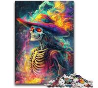 Puzzle 1000 pièces pour Adultes et Adolescents Puzzle 1000 pièces « Crâne enfum頻, avec Affiche et fiche de Questions-réponses pour Les 14 Ans et Plus (50x75cm)