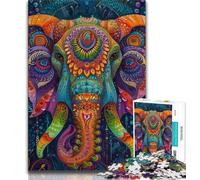 Puzzle 1000 pièces pour Adultes et Adolescents Puzzle 1000 pièces Éléphant psychédélique, pour Un Jeu Stimulant et Familial (Taille 75x50cm)