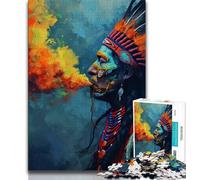 Puzzle 1000 pièces pour Adultes et Adolescents Puzzle 1000 pièces sur Le thème des Indiens d'Amérique Ce Jeu Familial Amusant est idéal comme Cadeau pour Toute la Famille (Taille 38x26cm)