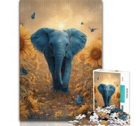 Puzzle 1000 pièces pour Adultes et Adolescents Puzzle 1000 pièces Tournesol Éléphant, Jouet éducatif Anti-Stress Superbes Cadeaux et Jouets (Taille 38x26cm)