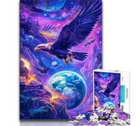 Puzzle 1000 pièces pour Adultes et Adolescents Puzzle Aigle et Terre pour Adolescents Anti-Stress Vacances à la Maison Passe-Temps améliore l'amour Entre Couples 26x38cm