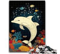 Puzzle 1000 pièces pour Adultes et Adolescents Puzzle Dauphin Blanc 1000 pièces, avec Affiche et fiche de Questions-réponses pour Les 14 Ans et Plus (50x75cm)