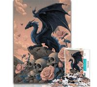 Puzzle 1000 pièces pour Adultes et Adolescents Puzzle Dragon Noir pour Adolescents Jeux éducatifs décoration d'intérieur décoration d'intérieur Unique et Cadeaux 26x38cm