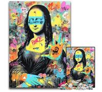 Puzzle 1000 pièces pour Adultes et Adolescents Puzzle en Bois Graffiti Mona Lisa pour Les Adolescents, Les Couples et Les Amis pour Les Anniversaires et Noël 50x75cm