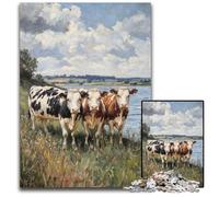 Puzzle 1000 pièces pour Adultes et Adolescents Puzzle en Bois Trois Vaches pour Les Adolescents, Les Couples et Les Amis pour Les Anniversaires et Noël 50x75cm