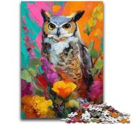 Puzzle 1000 pièces pour Adultes et Adolescents Puzzle Hibou coloré pour Adolescents, avec Affiche et fiche de Questions Assorties, pour Les Enfants de 14 Ans et Plus (38x26cm)